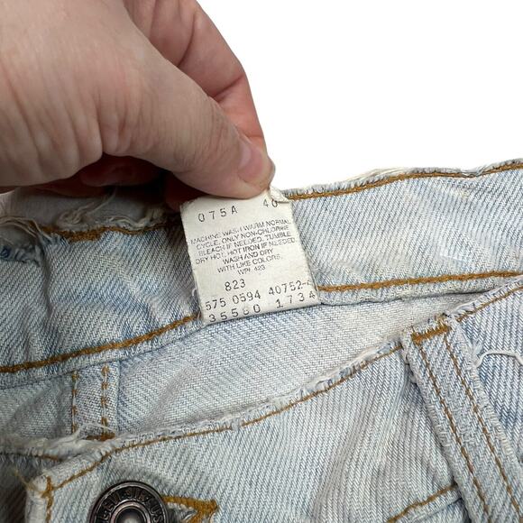 Levi’s VTG 90s 560 Loose Fit Baggy Jean Shorts Jort Orange Tab FLAW Acid Wash 36 - Picture 10 of 10